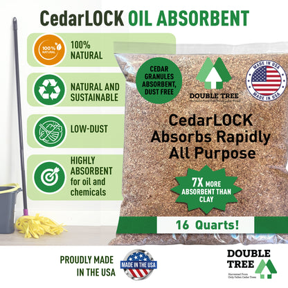 CedarLock Oil Absorbent–Nature’s Heavy-Duty Spill Solution Made from 100% pure incense cedar |Oil Spill Kit Granules-16 Quart 1 Bag 8 LBS, Organic Granules All Purpose Oil Absorbent