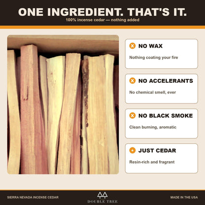 Split incense cedar kindling sticks standing in a box