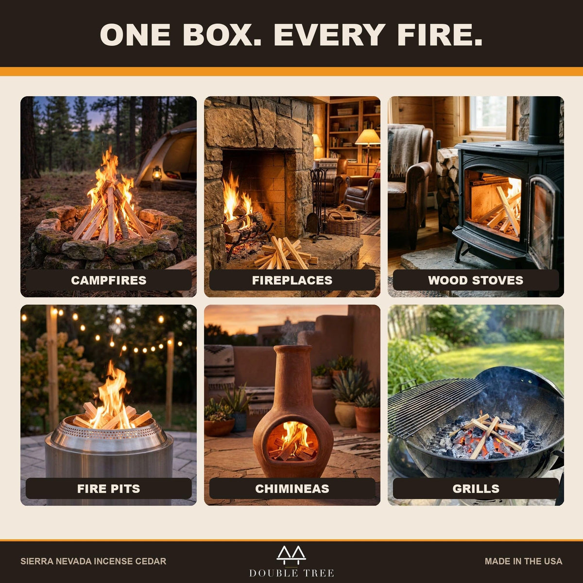 Cedar kindling for campfires, fireplaces, wood stoves, fire pits, chimineas and grills