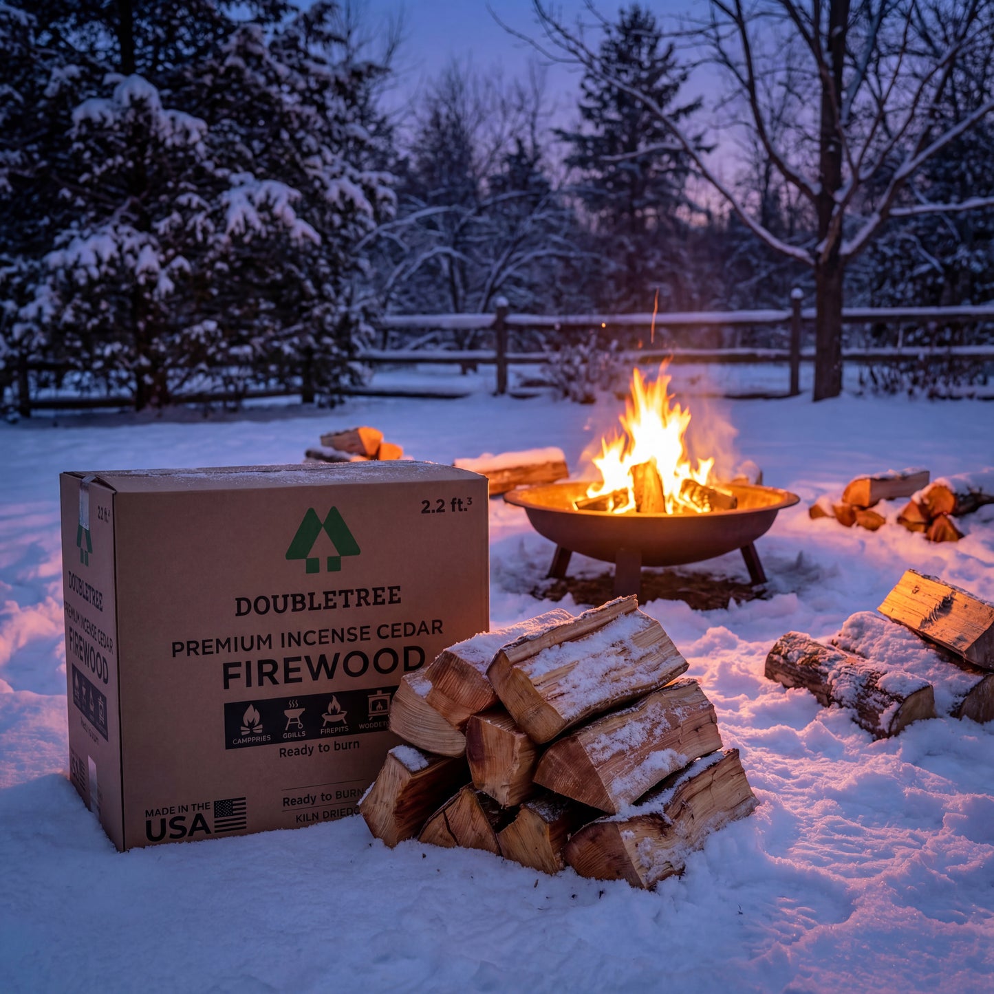 Double Tree - Kiln Dried Premium Incense Cedar Firewood (16inch Logs) (Includes Firestarter) For Fireplace,Campfire,Wood Stove, Fire Pit, Split Wood for Solo Stove or Breeo)