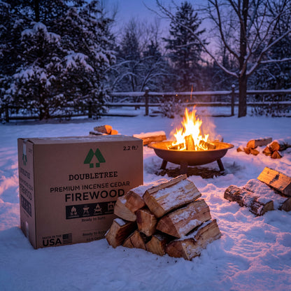 Double Tree - Kiln Dried Premium Incense Cedar Firewood (16inch Logs) (Includes Firestarter) For Fireplace,Campfire,Wood Stove, Fire Pit, Split Wood for Solo Stove or Breeo)