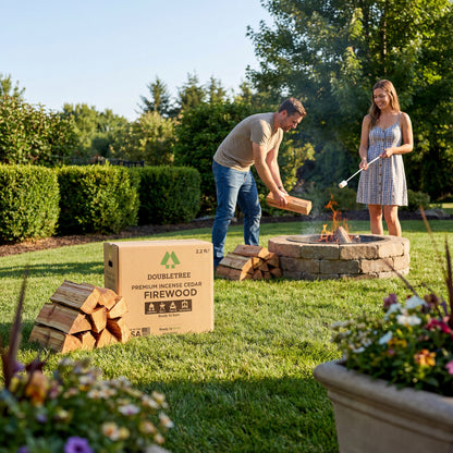 Double Tree - Kiln Dried Premium Incense Cedar Firewood (16inch Logs) (Includes Firestarter) For Fireplace,Campfire,Wood Stove, Fire Pit, Split Wood for Solo Stove or Breeo)