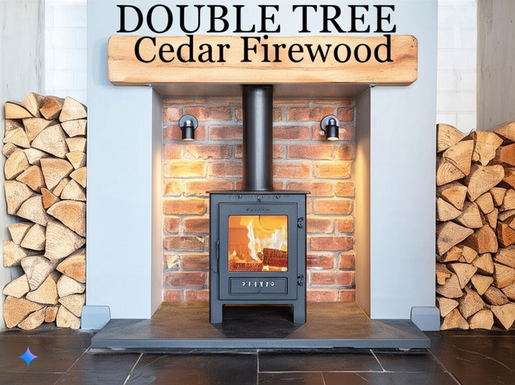 Double Tree - Kiln Dried Premium Incense Cedar Firewood (16inch Logs) (Includes Firestarter) For Fireplace,Campfire,Wood Stove, Fire Pit, Split Wood for Solo Stove or Breeo)