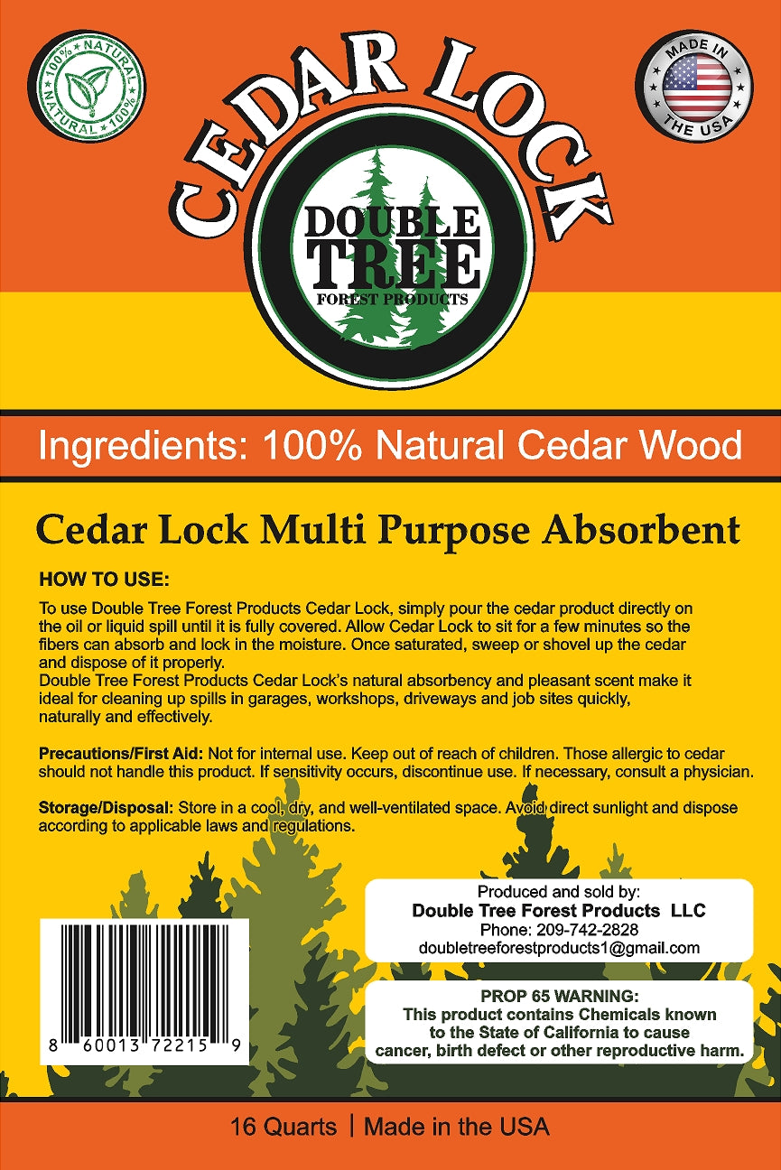 CedarLock Oil Absorbent–Nature’s Heavy-Duty Spill Solution Made from 100% pure incense cedar |Oil Spill Kit Granules-16 Quart 1 Bag 8 LBS, Organic Granules All Purpose Oil Absorbent