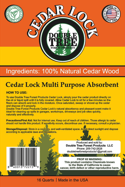 CedarLock Oil Absorbent–Nature’s Heavy-Duty Spill Solution Made from 100% pure incense cedar |Oil Spill Kit Granules-16 Quart 1 Bag 8 LBS, Organic Granules All Purpose Oil Absorbent
