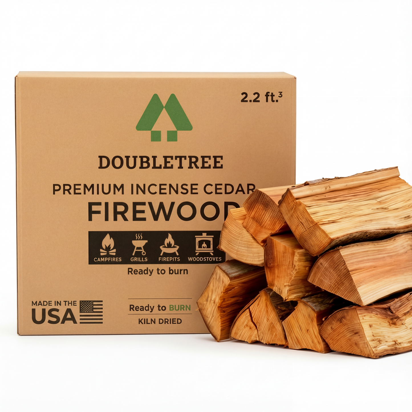 Double Tree - Kiln Dried Premium Incense Cedar Firewood (16inch Logs) (Includes Firestarter) For Fireplace,Campfire,Wood Stove, Fire Pit, Split Wood for Solo Stove or Breeo)