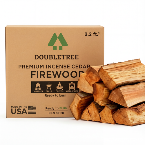 Double Tree - Kiln Dried Premium Incense Cedar Firewood (16inch Logs) (Includes Firestarter) For Fireplace,Campfire,Wood Stove, Fire Pit, Split Wood for Solo Stove or Breeo)