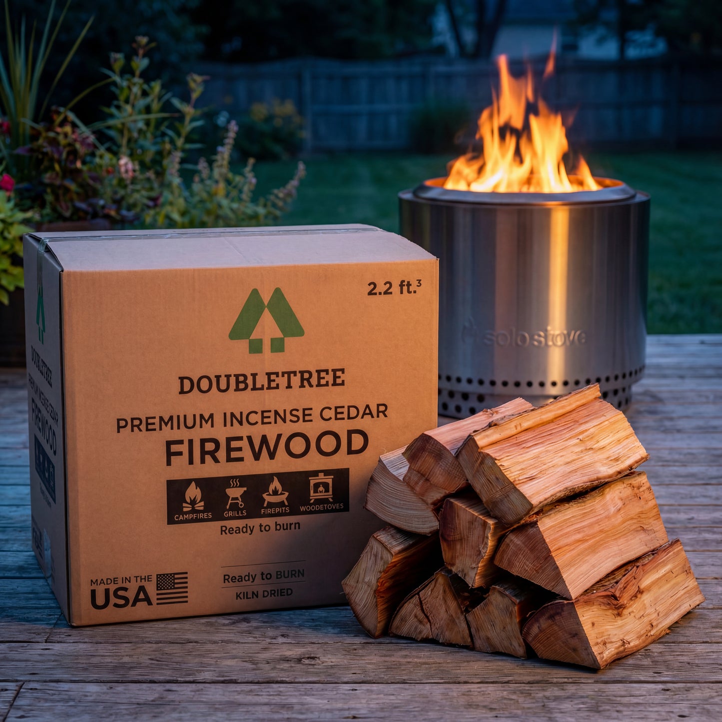 Double Tree - Kiln Dried Premium Incense Cedar Firewood (16inch Logs) (Includes Firestarter) For Fireplace,Campfire,Wood Stove, Fire Pit, Split Wood for Solo Stove or Breeo)