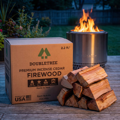 Double Tree - Kiln Dried Premium Incense Cedar Firewood (16inch Logs) (Includes Firestarter) For Fireplace,Campfire,Wood Stove, Fire Pit, Split Wood for Solo Stove or Breeo)