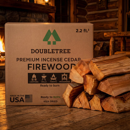 Double Tree - Kiln Dried Premium Incense Cedar Firewood (16inch Logs) (Includes Firestarter) For Fireplace,Campfire,Wood Stove, Fire Pit, Split Wood for Solo Stove or Breeo)