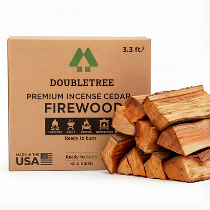 Double Tree - Kiln Dried Premium Incense Cedar Firewood (16inch Logs) (Includes Firestarter) For Fireplace,Campfire,Wood Stove, Fire Pit, Split Wood for Solo Stove or Breeo)