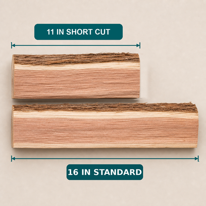 11 inch short cut firewood compared to standard 16 inch firewood